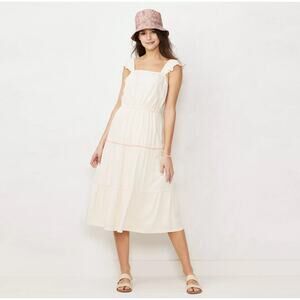 New with Tags LC Lauren Conrad Cream Sleeveless Tiered Pinafore Dress Size Small